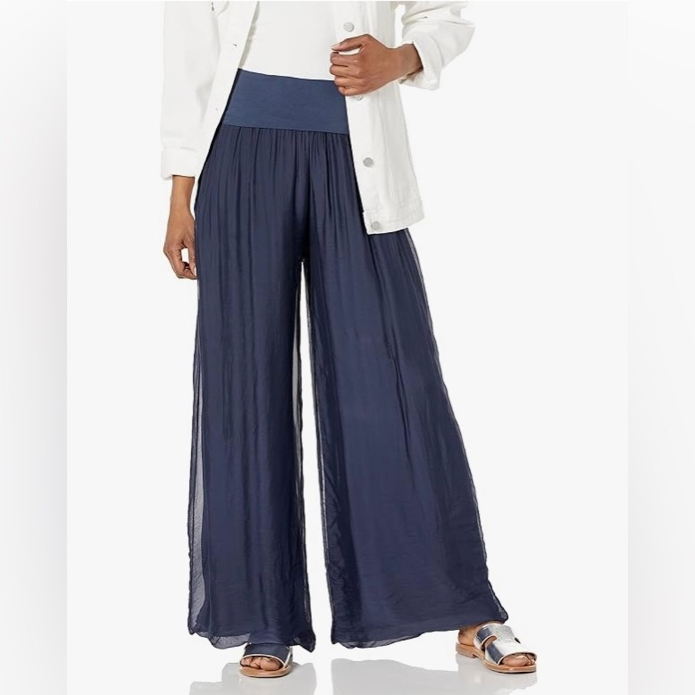 NWT Black Silk Palazoo Pants
